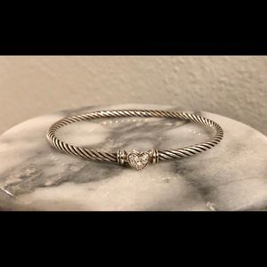 David Yurman Cable Heart Bracelet w/ Diamonds